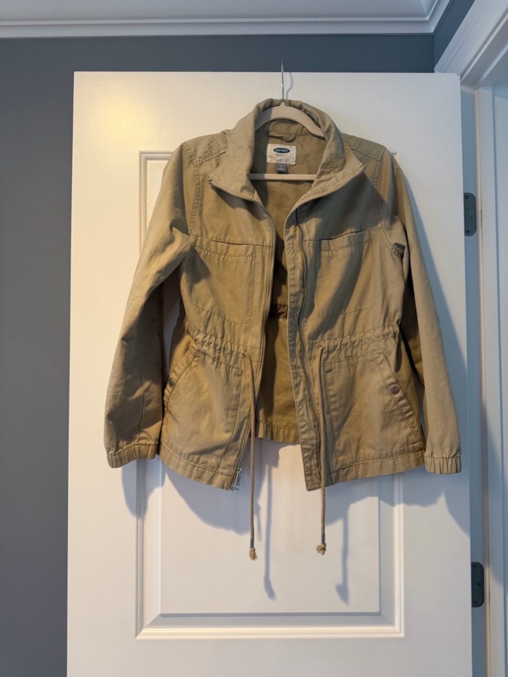 Old Navy Khaki Utility Jacket with Drawstring Waist